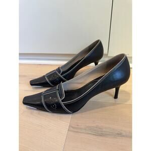 Women's Leather Heels Pumps Black Size 8 y2k era Cole Haan Classic
